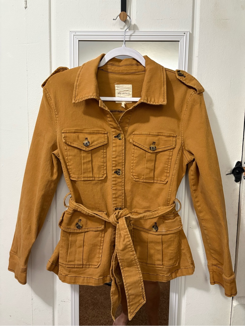 Avec Les Filles Mustard Utility Jacket with Waist Tie
